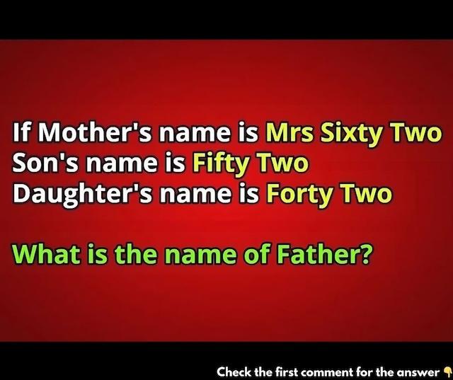 The Riddle: Can you solve this tricky puzzle and figure out the father's name? Pay close attention to the details!