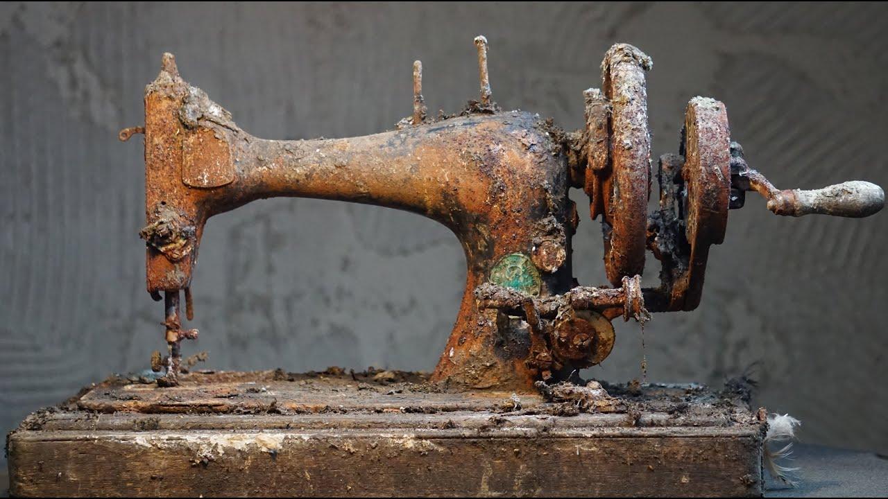 Once a proud tool of productivity, this 1894 Singer sewing machine was left to the ravages of time, with rust and corrosion taking over its once-glossy frame.